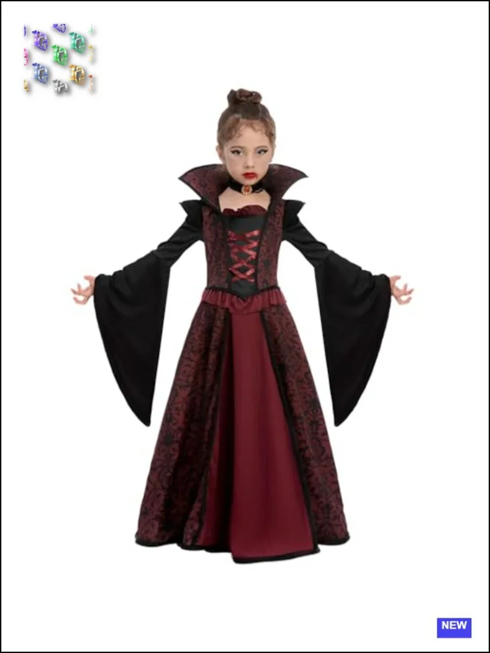 Girls Halloween Vampire Costume Dress - Polyester Renaissance Medieval Cosplay